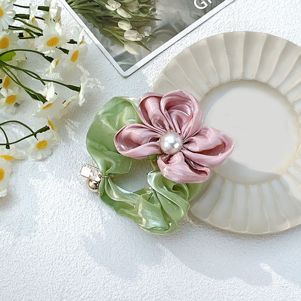 Pearl Flower Handmade Hair Ring Highend Elastic Hair Accessories