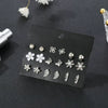 Pearl Flower Leaf Fivepointed Star Butterfly Earrings Set Gold Plated Geometric Design