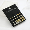 Pearl Flower Leaf Fivepointed Star Butterfly Earrings Set Gold Plated Geometric Design