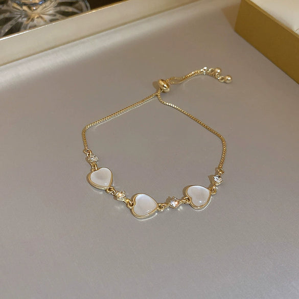 Pearl Flower Light Luxury Women's Bracelet Real Gold Electroplated