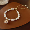 Pearl Flower Light Luxury Women's Bracelet Real Gold Electroplated