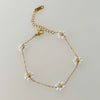 Pearl Flower Necklace Waist Chain Anklet Set Titanium Steel Goldplated Stainless Steel Colorpreserving
