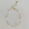 Pearl Flower Necklace Waist Chain Anklet Set Titanium Steel Goldplated Stainless Steel Colorpreserving