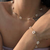 Pearl Flower Necklace Waist Chain Anklet Set Titanium Steel Goldplated Stainless Steel Colorpreserving