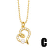 Pearl Flower Necklace With Heart Shape Pendant Copper Zircon Electroplated For Women