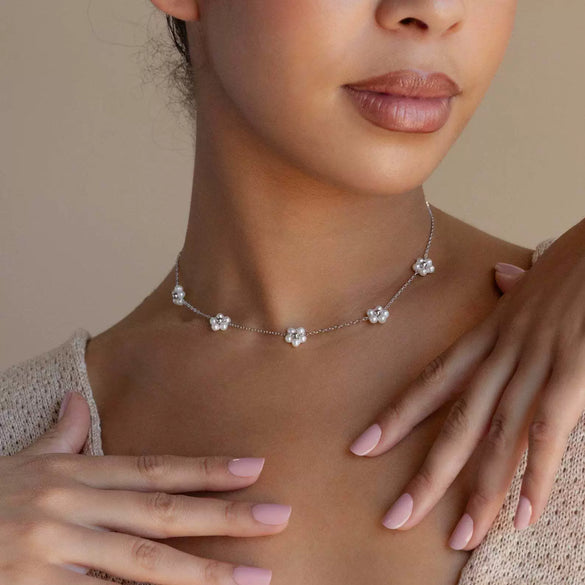 Pearl Flower Titanium Steel Necklace Waist Chain Anklet Set Goldplated Stainless Steel Color Preservation Twist Chain