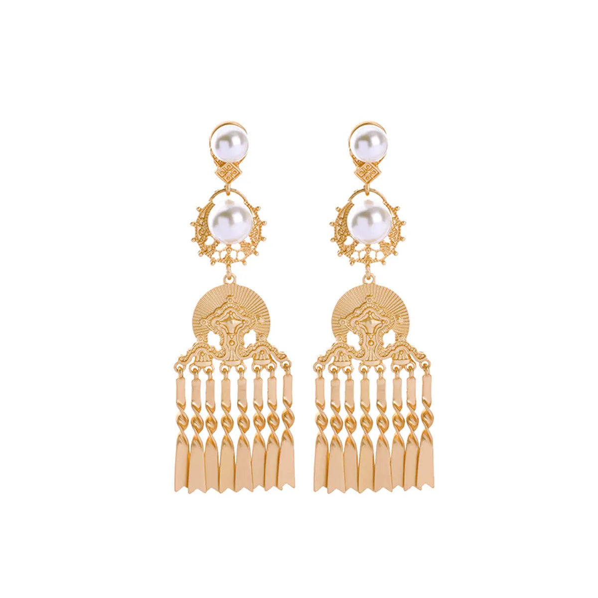 Pearl Fringed Retro Ear Clips