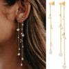 Pearl Geometric Minimalist Long Ear Line Layered Tassel Earrings For Women