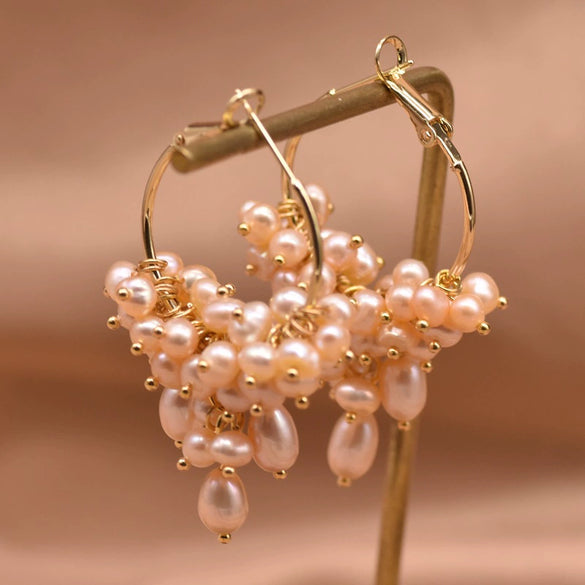 Pearl Geometric Retro Electroplated Earrings Highend Light Luxury Jewelry Wholesale