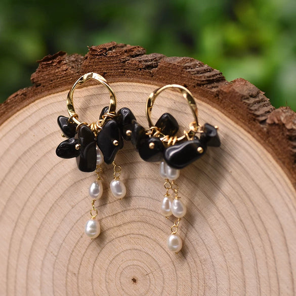 Pearl Geometric Retro Electroplated Earrings Highend Light Luxury Jewelry Wholesale