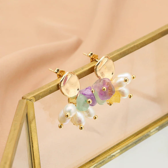 Pearl Geometric Retro Electroplated Earrings Highend Light Luxury Jewelry Wholesale