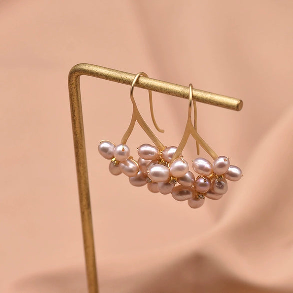 Pearl Geometric Retro Electroplated Earrings Highend Light Luxury Jewelry Wholesale