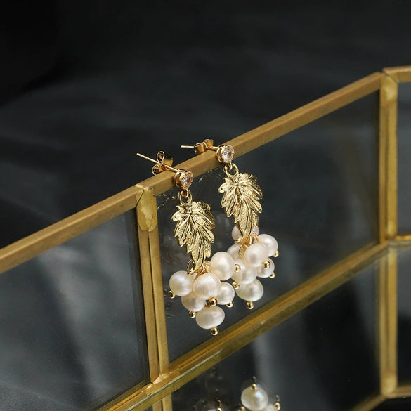 Pearl Geometric Retro Electroplated Earrings Highend Light Luxury Jewelry Wholesale