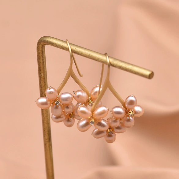 Pearl Geometric Retro Electroplated Earrings Highend Light Luxury Jewelry Wholesale