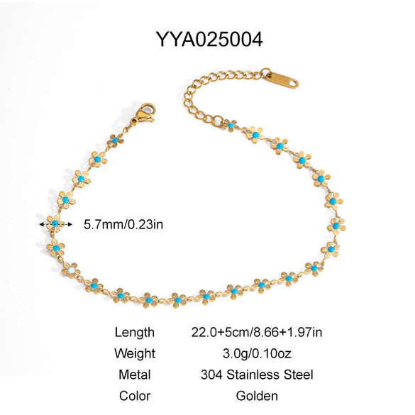 Pearl Geometric Stainless Steel Double Layer Anklet For Women Light Luxury Jewelry