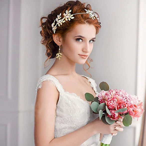 Pearl Hair Band Handmade Light Luxury Geometric Leaf Headdress For Women As Party Wedding Gift