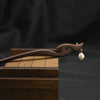 Pearl Hairpin Antique Ebony Vintage Design With Flower Pattern For Women