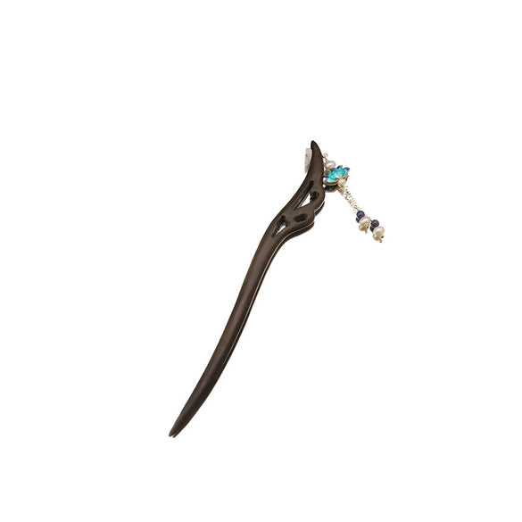 Pearl Hairpin Antique Style With Cloisonne Tassel And Flower Pattern Handmade Hair Accessories