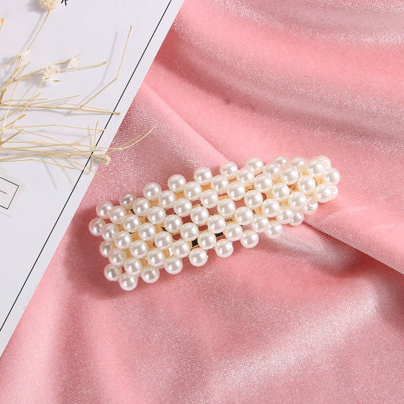 Pearl Hairpin Handmade Minimalist Geometric Side Clip Hair Accessory For Women