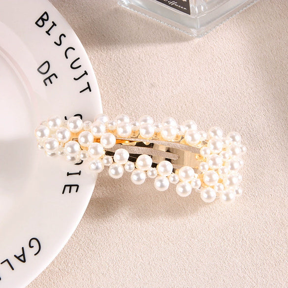 Pearl Hairpin Handmade Minimalist Geometric Side Clip Hair Accessory For Women