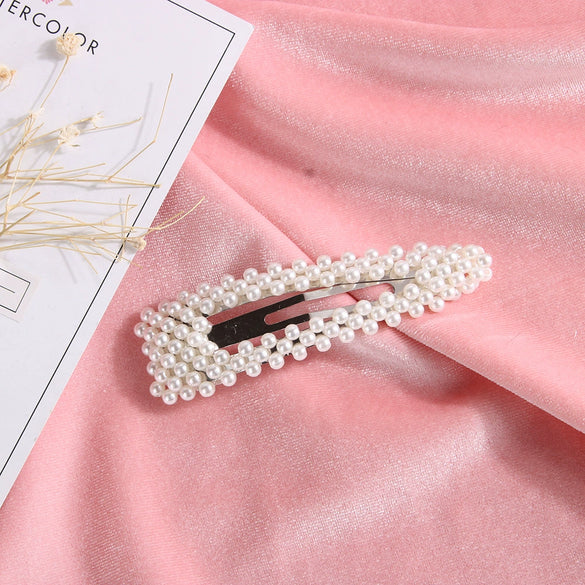 Pearl Hairpin Handmade Minimalist Geometric Side Clip Hair Accessory For Women