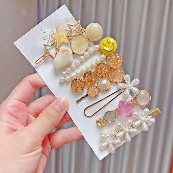 Pearl Hairpin Set Metal Electroplating Women's Side Clip Accessories