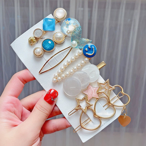Pearl Hairpin Set Metal Electroplating Women's Side Clip Accessories