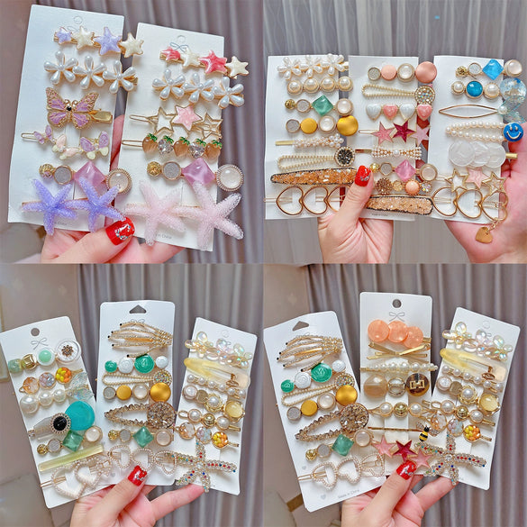 Pearl Hairpin Set Metal Electroplating Women's Side Clip Accessories