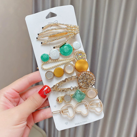Pearl Hairpin Set Metal Electroplating Women's Side Clip Accessories