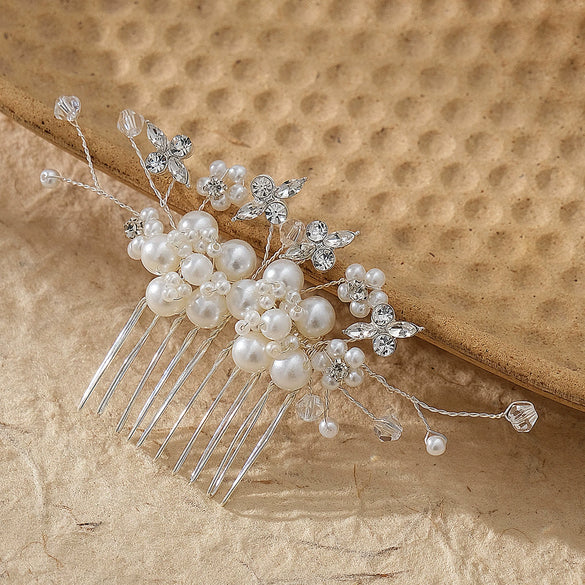 Pearl Handmade Flower Hair Comb For Women Bridal Hair Accessories