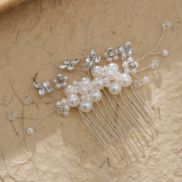 Pearl Handmade Flower Hair Comb For Women Bridal Hair Accessories
