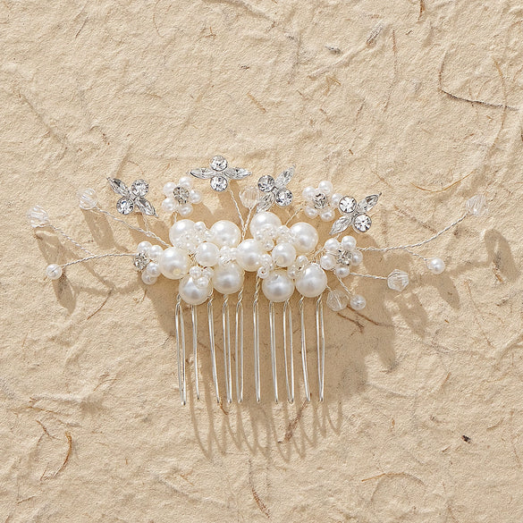 Pearl Handmade Flower Hair Comb For Women Bridal Hair Accessories