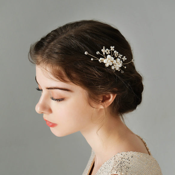 Pearl Handmade Flower Hair Comb For Women Bridal Hair Accessories
