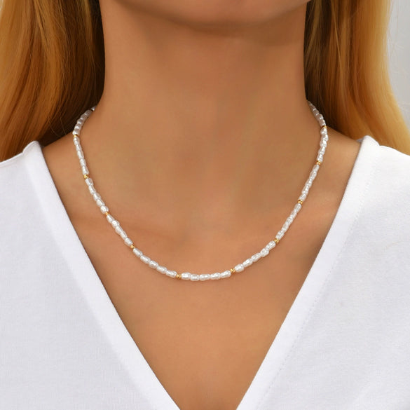 Pearl Handmade Geometric Baroque Princess Style Necklace Jewelry