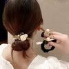 Pearl Handmade Large Intestine Hair Ring High Elastic Hair Accessories Bow Fabric Hair Rope