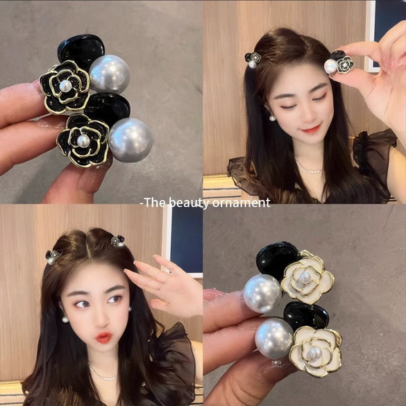 Pearl Handmade Minimalist Camellia Bangs Clip For Women