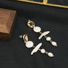 Pearl Handmade Retro Tassel Earrings Geometric Style Real Gold Plating