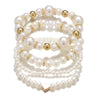 Pearl Heart Geometric Women's Bracelet Set With Pearl Inlaid