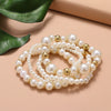 Pearl Heart Geometric Women's Bracelet Set With Pearl Inlaid