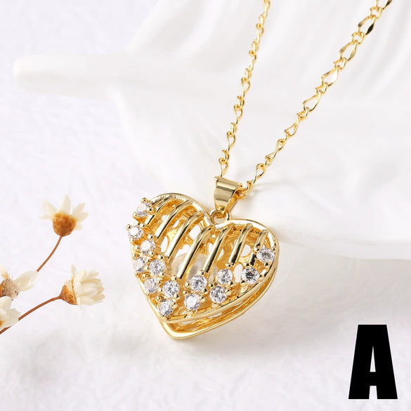 Pearl Heart Shell Pendant Necklace Copper Geometric Electroplated Simple Style For Women