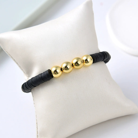 Pearl Heart Soft Pottery Copper Bead Spacer Hand Woven Women's Bracelet