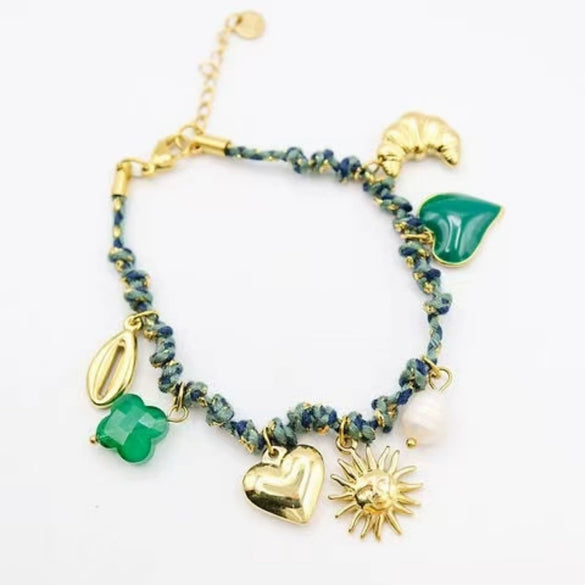 Pearl Heartshaped Pendant Bracelet Electroplating Women's Minimalist Style