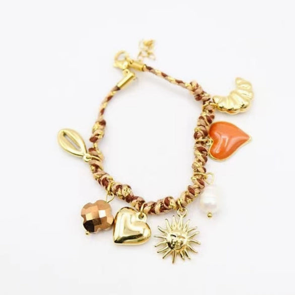 Pearl Heartshaped Pendant Bracelet Electroplating Women's Minimalist Style