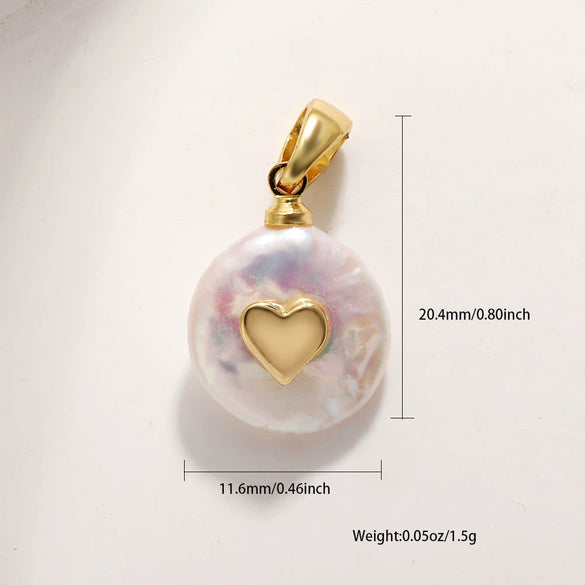 Pearl Heartshaped Pendant Jewelry Accessories Copper Electroplating Baroque Sweet Style
