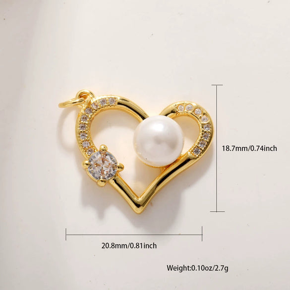 Pearl Heartshaped Pendant Jewelry Accessories Copper Electroplating Baroque Sweet Style