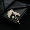 Pearl Inlaid Diamond Brooch Zinc Alloy Electroplating Lady Plants Flowers Style