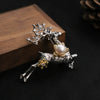 Pearl Inlaid Fawn Brooch Freshwater Pearls And Zircon Unisex Fashion Accessories