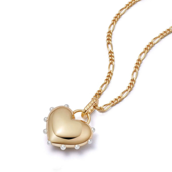 Pearl Inlaid Heart Shape Copper Pendant Clavicle Chain With Electroplating For Women