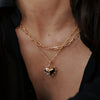 Pearl Inlaid Heart Shape Copper Pendant Clavicle Chain With Electroplating For Women