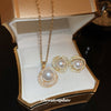 Pearl Inlaid Titanium Steel Zircon And Imitation Pearl Pendant Necklace And Stud Earrings Set For Women French Retro Light Luxury Clavicle Chain Style